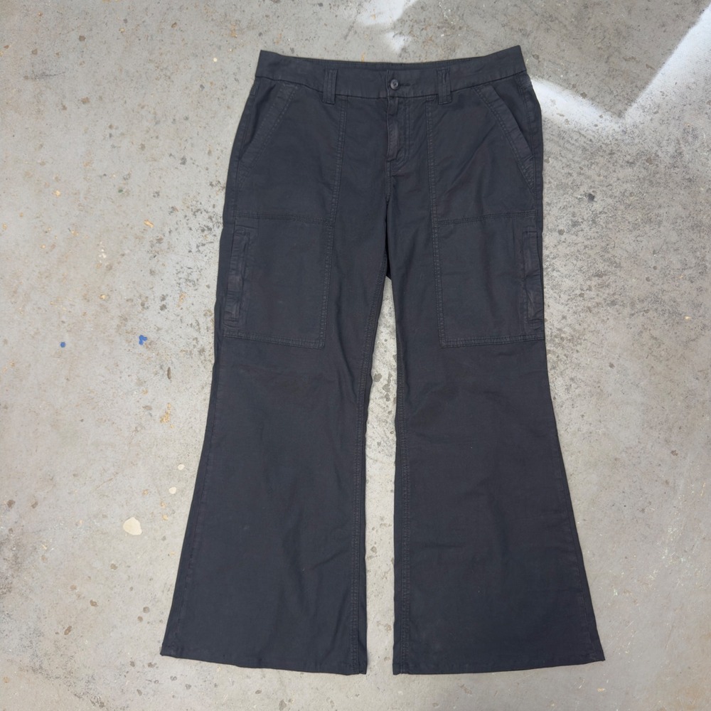 American Eagle Curvy Low-Rise Baggy Flare Black Cargo Pants Womens 12 Regular